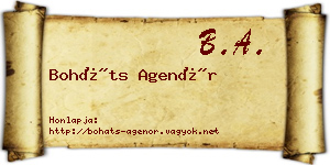 Boháts Agenór névjegykártya